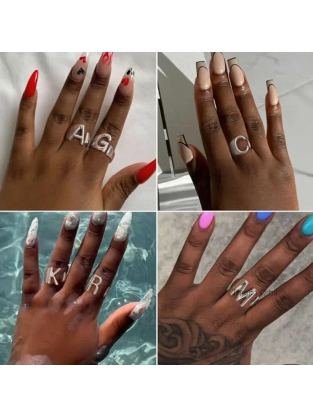 Adjustable Gold Initial Ring, Statement Chunky Open Ring for Women,